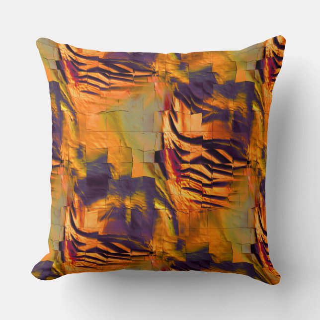 Coussin Dessin en mosaïque abstraite, or brûlé rustique (Recto)