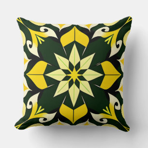 Coussin Dessin floral géométrique vibrant
