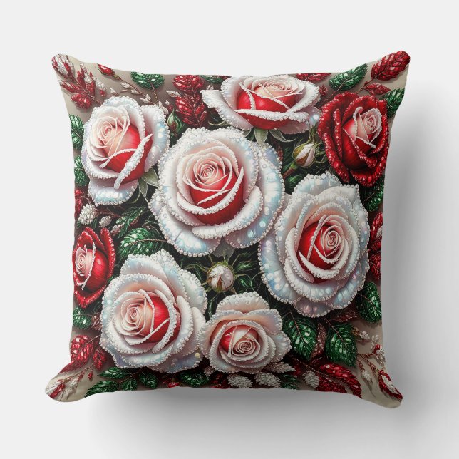 Coussin Dessin floral orné de gemmes complexes (Recto)