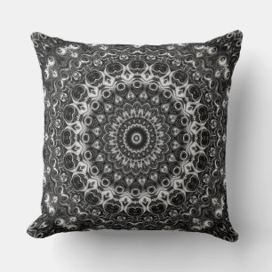 Coussin Dessin géométrique mandala noir et blanc