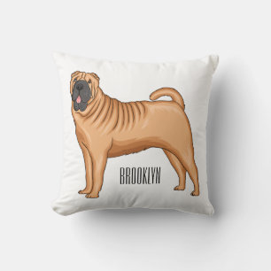 Coussin dessin humoristique chinois de chien Shar-Pei