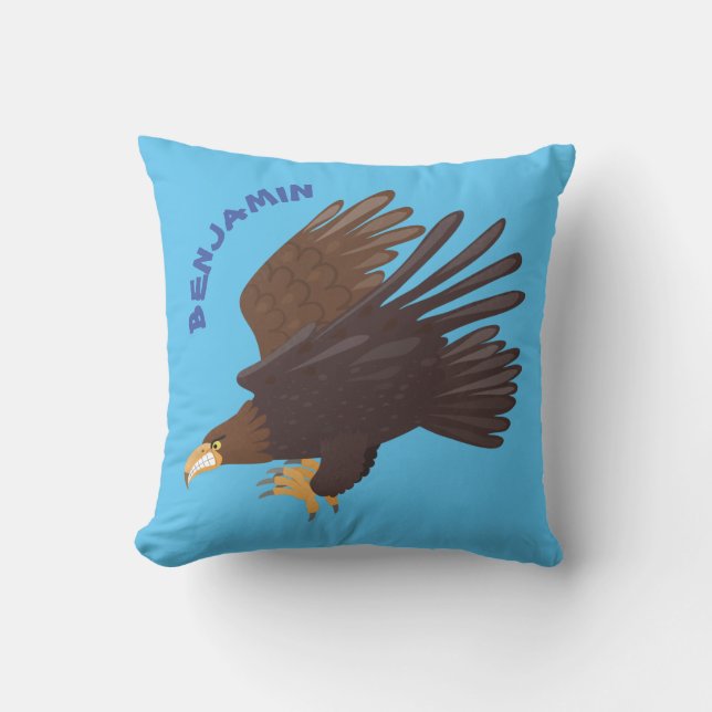 Coussin dessin humoristique d'aigle royal (Recto)