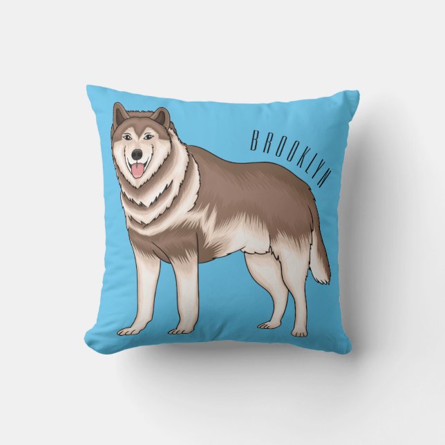 Coussin dessin humoristique sibérien husky (Recto)
