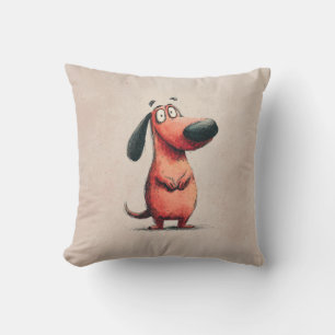 Coussin Dessin illustratif d'un chien de dessin animé mign