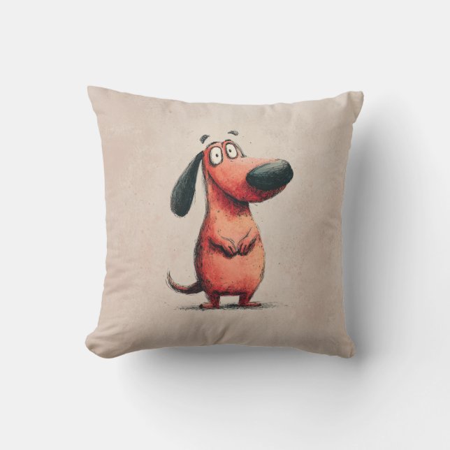 Coussin Dessin illustratif d'un chien de dessin animé mign (Recto)
