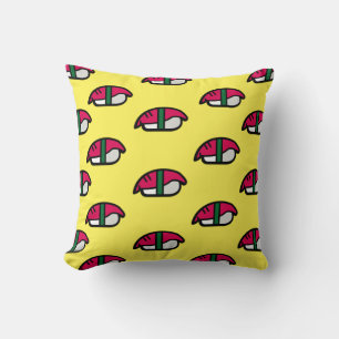 Coussin Dessin Kawaii Sushi, Riz de Poisson et Algues