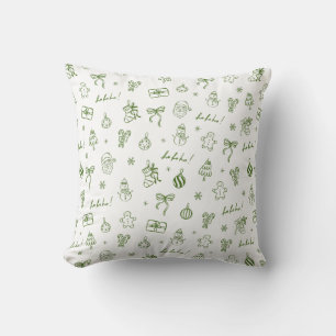 Coussin Dessin Main Levée Fantaisiste Vert