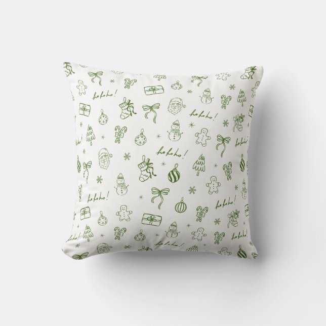 Coussin Dessin Main Levée Fantaisiste Vert (Recto)