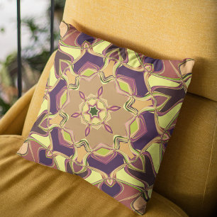 Coussin Dessin Mandala Fleur jaune violet et orange