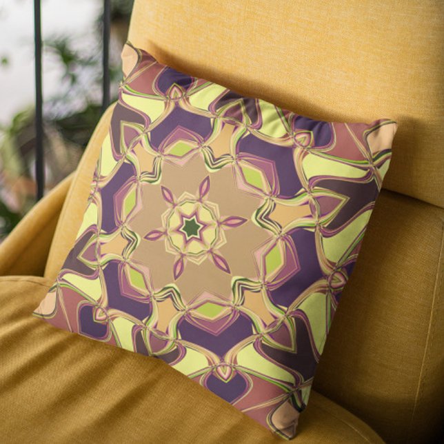 Coussin Dessin Mandala Fleur jaune violet et orange (Créateur téléchargé)