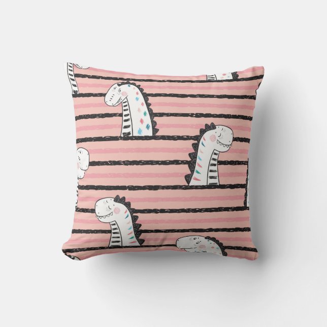 Coussin Dessin mignon Dinosaures vintage motif sans joint. (Recto)