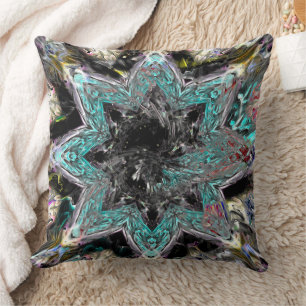 Coussin Dessin numérique de cristaux étoile avec trou noir