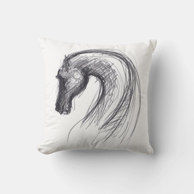 Coussin Dessin original 1 Cheval Année Zodiac Anniversaire (Recto)