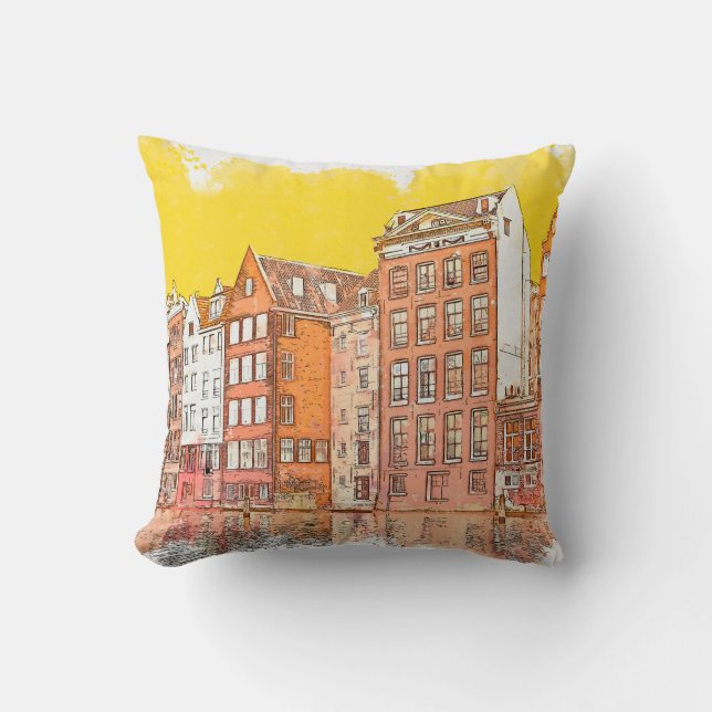 Coussin Dessin ou illustration de couleur d'eau (Recto)
