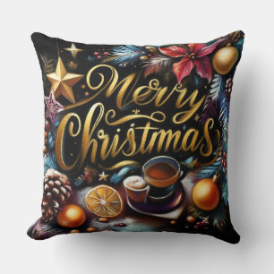 Coussin Dessin pastel d'un Whimsical de Noël