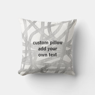 Coussin dessin peint en gris et blanc ajouter votre texte 
