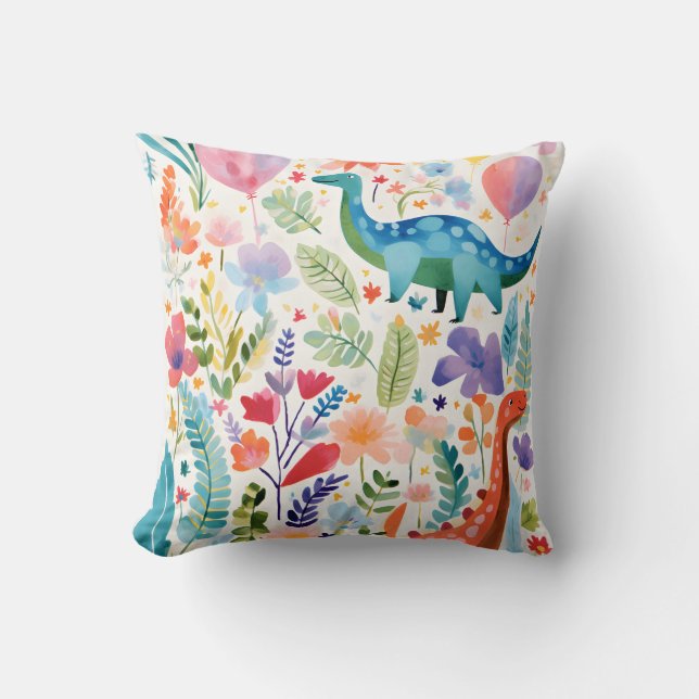 Coussin Dessin personnalisé de dinosaure pour enfants (Recto)