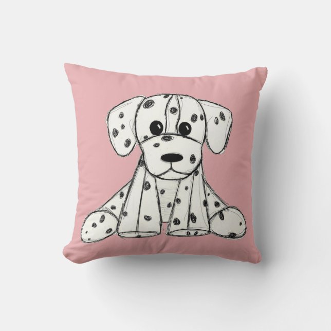 Coussin Dessin simple de contour de chien en peluche dalma (Recto)