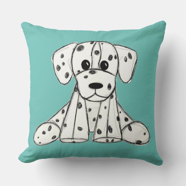 Coussin Dessin simple de contour de chien en peluche dalma (Recto)