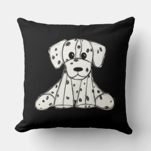 Coussin Dessin simple de contour de chien en peluche dalma