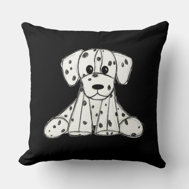 Coussin Dessin simple de contour de chien en peluche dalma (Recto)
