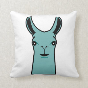 Coussin Dessin turquoise de lama heureux