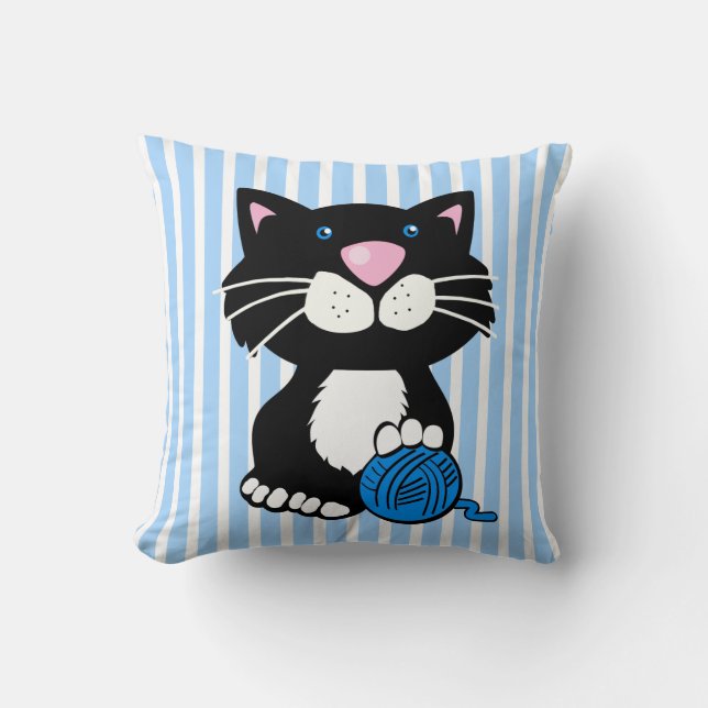 Coussin Dessin Tuxedo Chat et rayures Jeu d'oreiller (Recto)