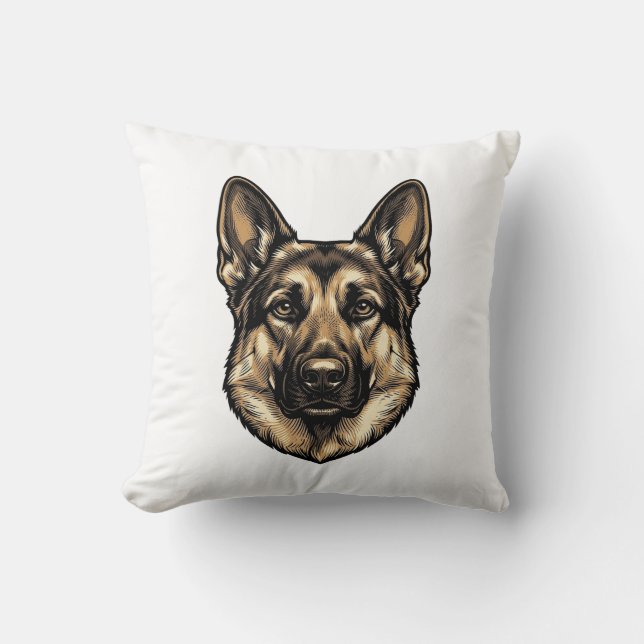 Coussin Dessin vectoriel de chien de berger à la gravure v (Recto)