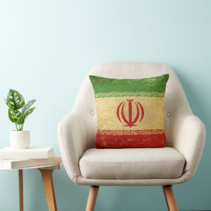 Coussin Dessin vintage du drapeau iranien