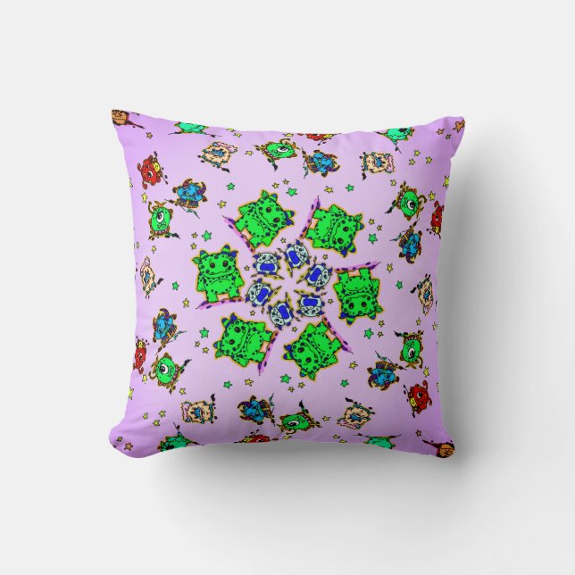 Coussin dessins animés de monstres mignons (Recto)