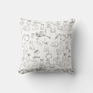 Coussin Dessins de chat mignons dessinés à la main