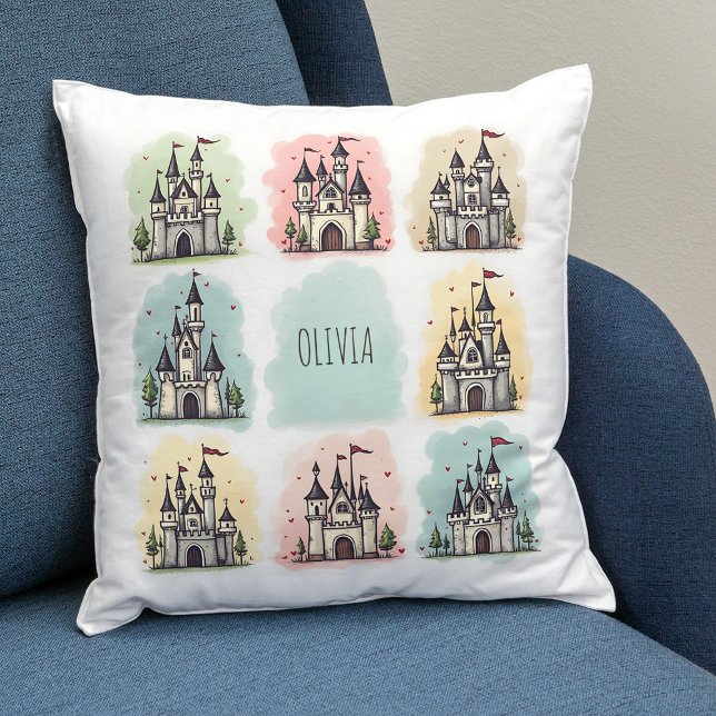 Coussin Dessins de Château de Conte de Fées Adorables (Créateur téléchargé)