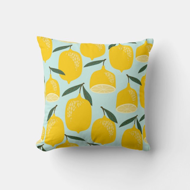 Coussin Dessins de citron, motif vintage tendance. (Recto)