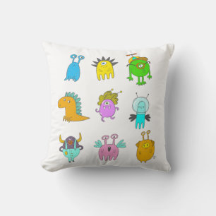 Coussin Dessins de dessin de monstre coloré très curieux