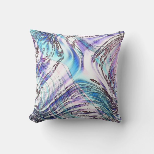 Coussin Dessins d'huîtres bleus, croisés et tordus (Recto)