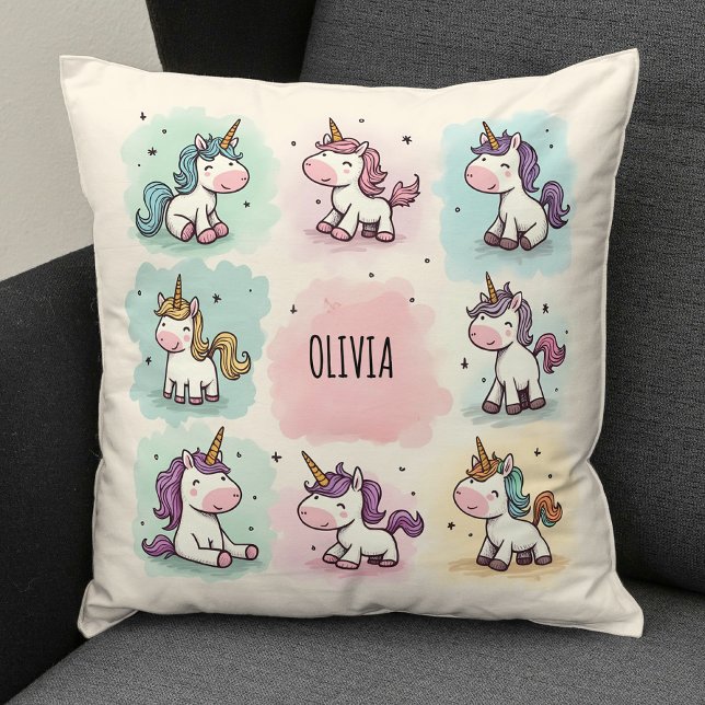 Coussin Dessins Licorne Mignons et Fantaisistes (Créateur téléchargé)