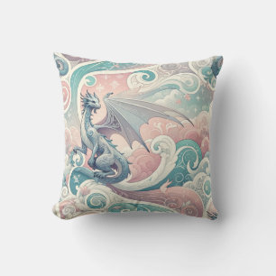 Coussin Dessins lunaires : Imaginaire Pastel Dragon