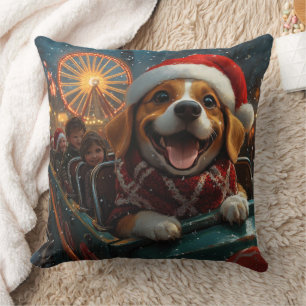 Coussin Dessous de verre à rouleaux de chien beagle Noël
