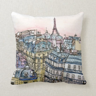 Coussin Destinations   Aquarelle Tour Eiffel & Paris