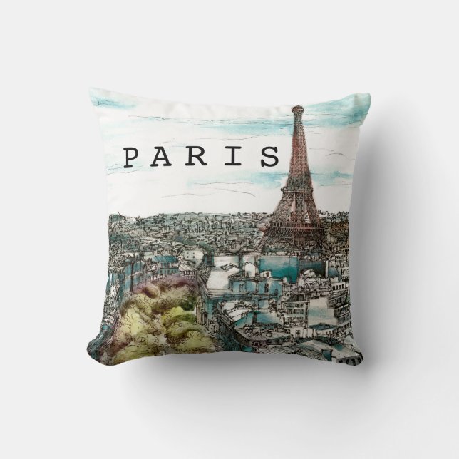 Coussin Destinations | Tour Eiffel Vintage à Paris (Recto)