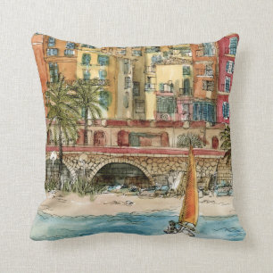 Coussin Destinations   Watercolor Beach & Bâtiments