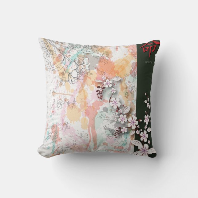 Coussin destinée florale orientale splash vecteur (Recto)