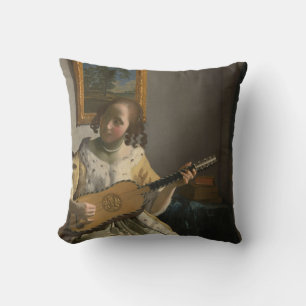 Coussin Détail de la peinture Vermeer sur vintage