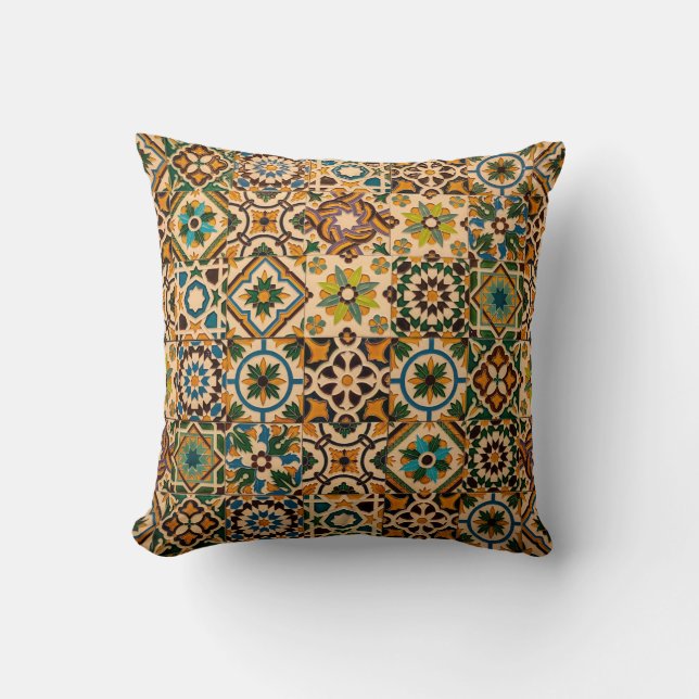 Coussin Détail des tuiles traditionnelles (azulejos) de fa (Recto)