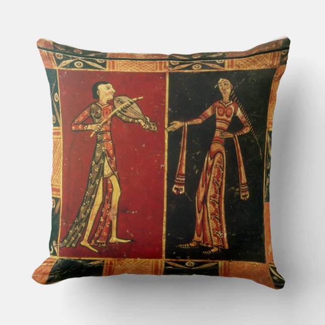 Coussin Détail d'un coffre de mariage dépeignant un (Recto)