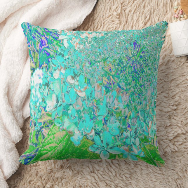 Coussin Détail élégant d'hydrangea Aqua et Green Limelight (Couverture)