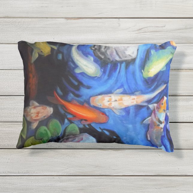 Coussin d'été Koi Outdoor Accent 16" x 12" (Dos)