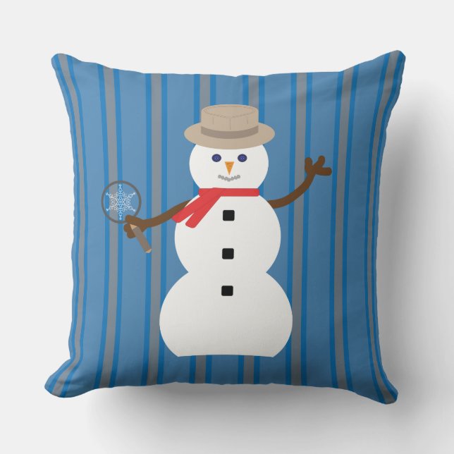 Coussin Détective de Snowman amusante et fantaisiste (Recto)