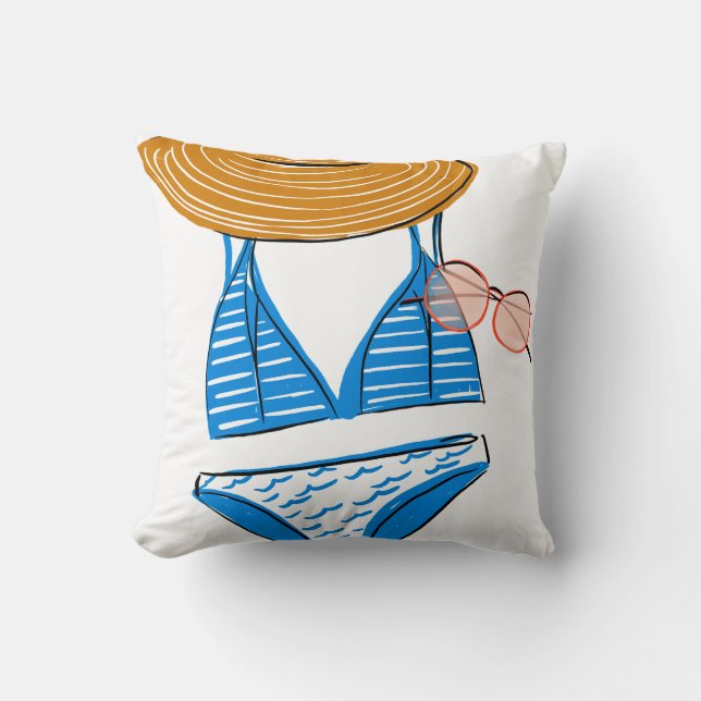 Coussin Détendez-vous au soleil - maillot de bain bleu 2 (Recto)