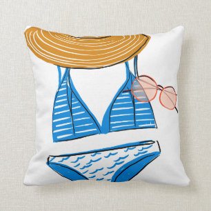 Coussin Détendez-vous au soleil - maillot de bain bleu 2